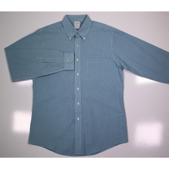 Brooks Brothers Slim Fit Non-Iron Green/White Gingham Check Dress Shirt 16-35 - Picture 2 of 7